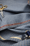 Geofferey Hammonds Houndstooth Check Unstitched 100% Pure Wool Tweed Fabric (Blue)