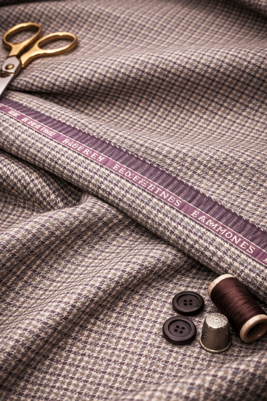 Geofferey Hammonds Houndstooth Check Unstitched 100% Pure Wool Tweed Fabric (Brown)