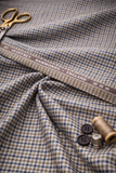 Geofferey Hammonds Houndstooth Check Unstitched 100% Pure Wool Tweed Fabric (Brown & Blue)