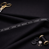 Ferrara Unstitched Super 140s Pure Merino Wool Suiting Fabric (Black)