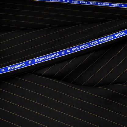 Raymond Expressions Unstitched 120s Merino Wool & Cashmere Suiting Fabric (Black)