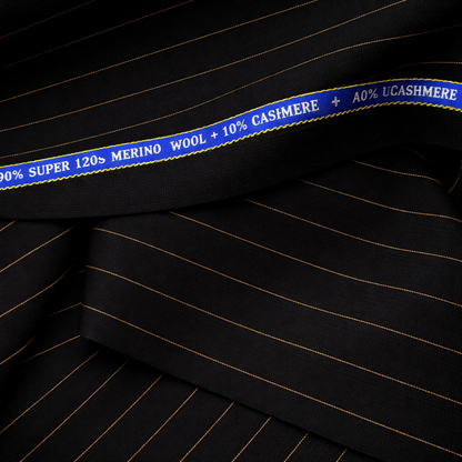 Raymond Expressions Unstitched 120s Merino Wool & Cashmere Suiting Fabric (Black)