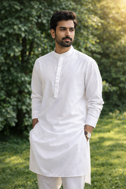 Raymond Arctic Premium 100% Cotton Unstitched Shirting Fabric (Pure White)