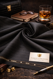 OCM Unstitched Super 150s Australian Merino Wool Pinstripes Suiting Fabric (Black)