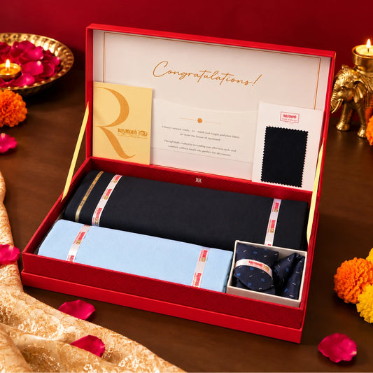 Raymond Premium Suit Gift Set with Tie & Pocket Square