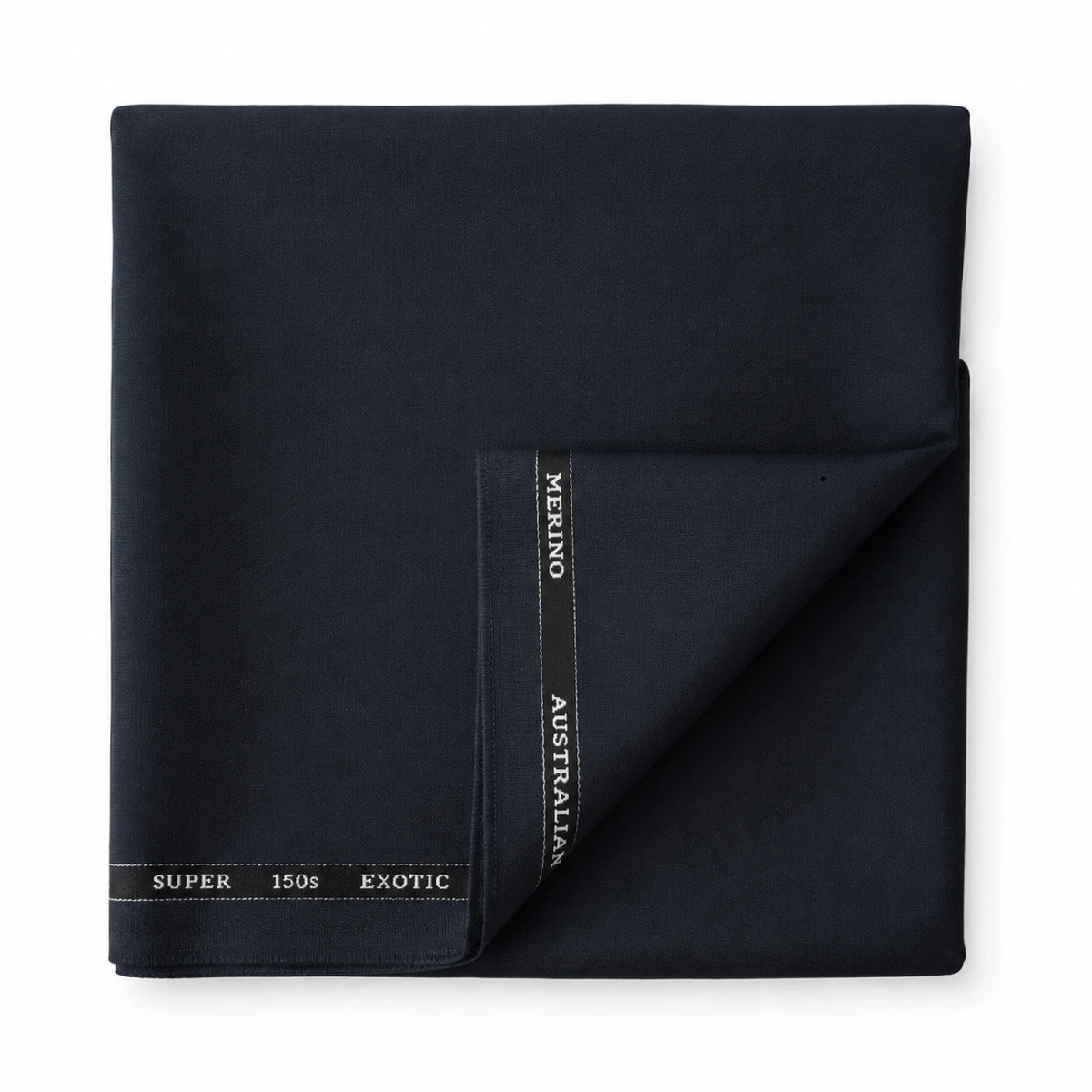 Folded OCM Aristo Merino Wool 150 dark navy blue suiting fabric