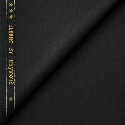 Raymond Elarno black unstitched suiting fabric with branded selvedge