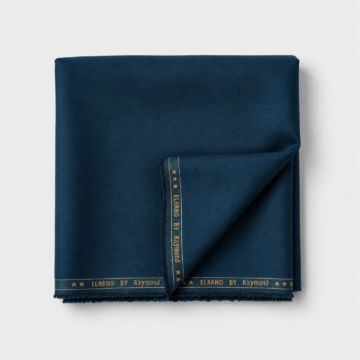 Folded Raymond Elarno teal blue unstitched suiting fabric