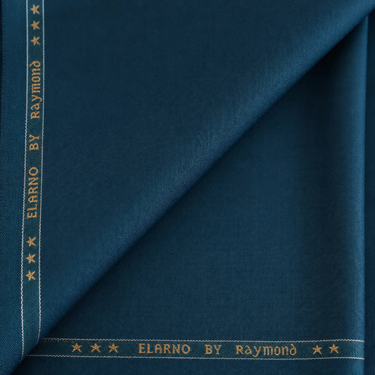 Raymond Elarno teal blue unstitched suiting fabric with branded selvedge