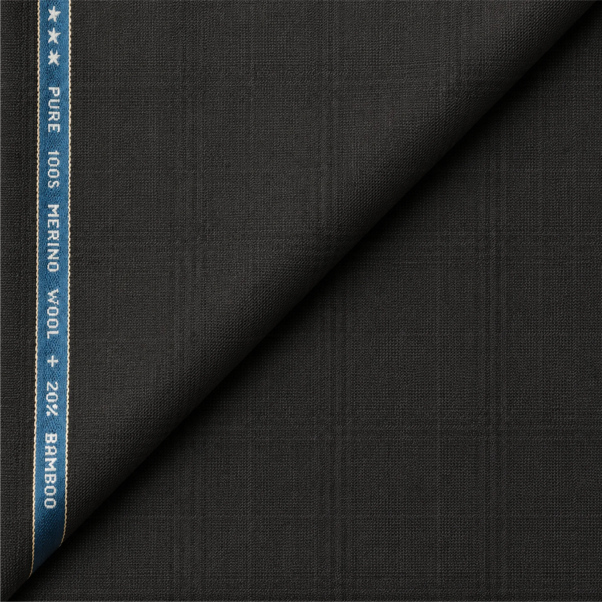 Raymond Exotic Merino Wool 100 black unstitched suiting fabric with self checks