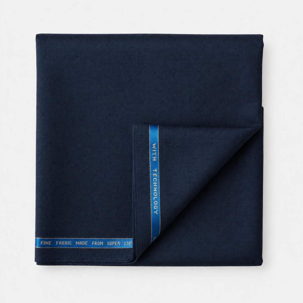 Folded Raymond Lexican Merino Wool 130 dark navy blue suiting fabric