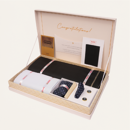 Raymond Premium Suit Gift Pack - Suiting & Shirting Fabric with Tie, Pocket Square & Cufflinks
