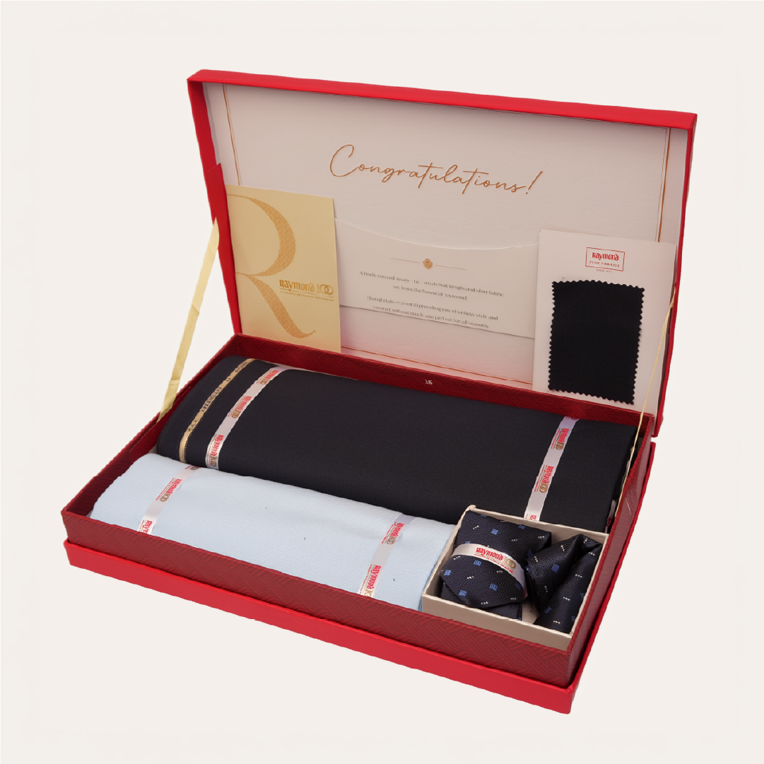 Raymond Premium Suit Gift Set with Tie & Pocket Square
