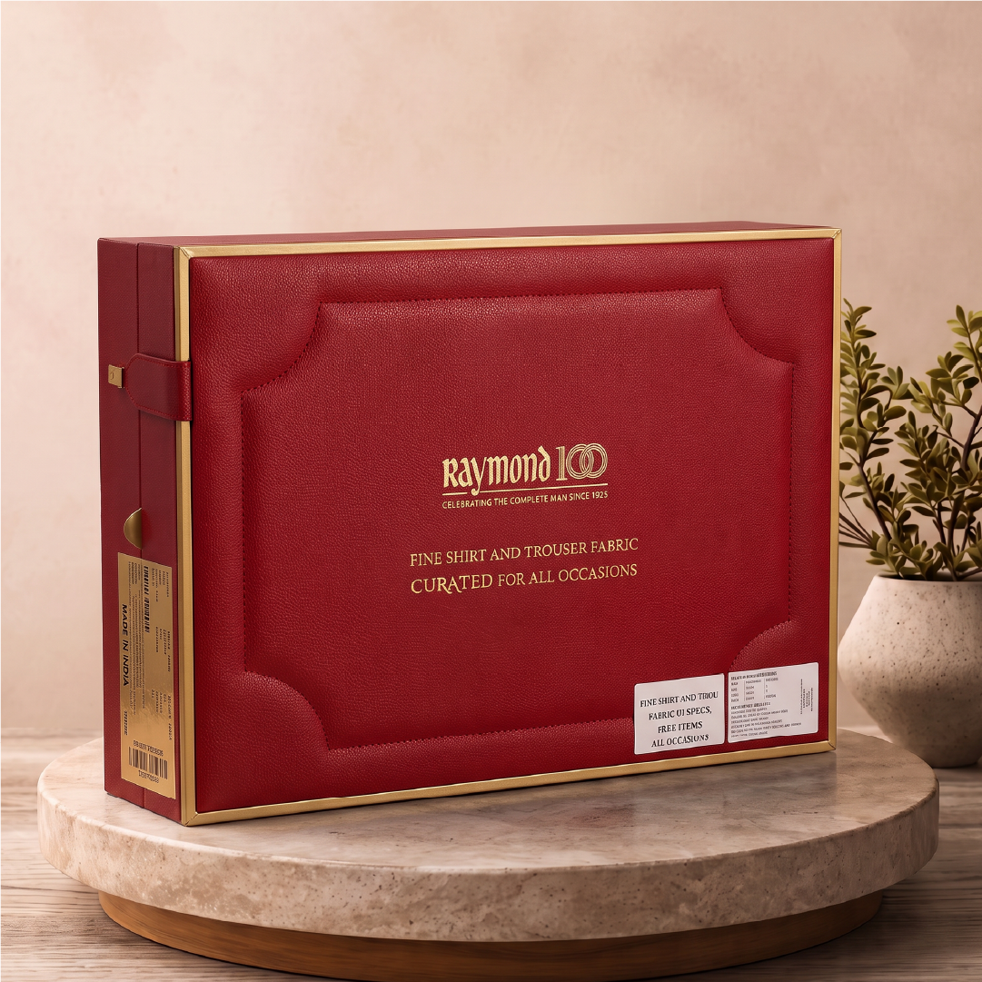 Raymond Premium Suit Length Gift Set – Shirt & Trouser Fabric with Tie, Pocket Square & Accessories
