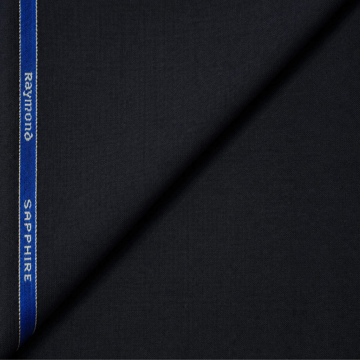 Raymond Sapphire 65% Polyester 35% Wool dark navy unstitched suiting fabric with branded selvedge