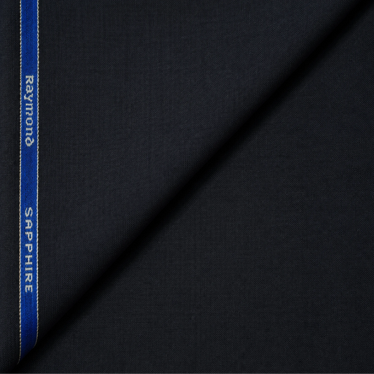 Raymond Sapphire 65% Polyester 35% Wool dark navy unstitched suiting fabric with branded selvedge