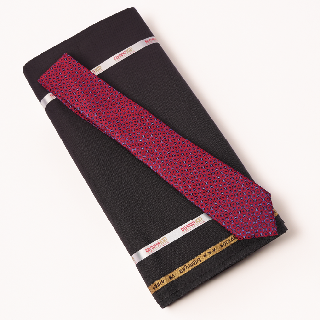 Raymond Suit Length Gift Pack with Free Tie - Premium Formal Fabric Set