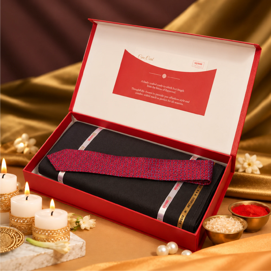 Raymond Suit Length Gift Pack with Free Tie - Premium Formal Fabric Set