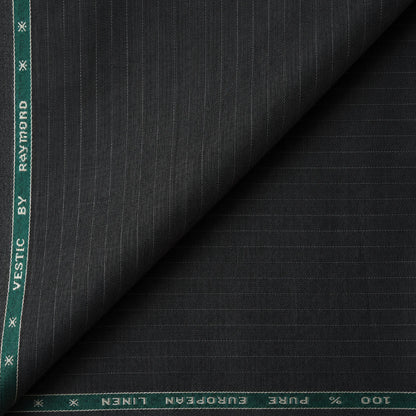 Raymond Vestic 65% Polyester 35% Viscose dark grey unstitched suiting fabric with pinstripes