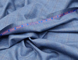 Raymond Trendz Star Wool Blend Checkered Unstitched Suiting Fabric (Medium Sky)