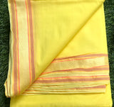 Vaibhav's Creations 100% Cotton Border Dhoti with Kurta Fabric (Yellow)