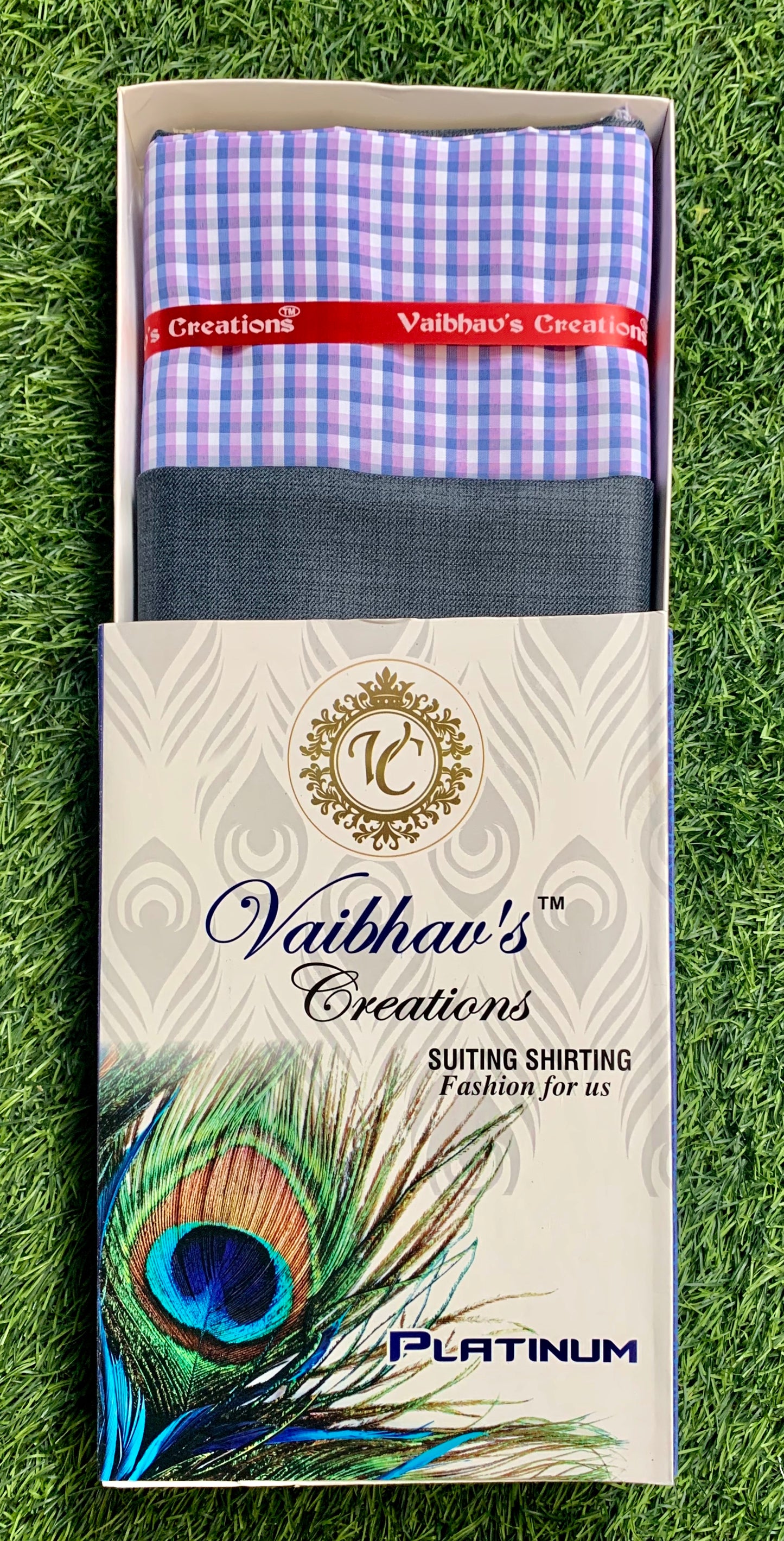 Vaibhav's Creations Platinum Gift Pack of Unstitched Shirt & Trouser Fabrics