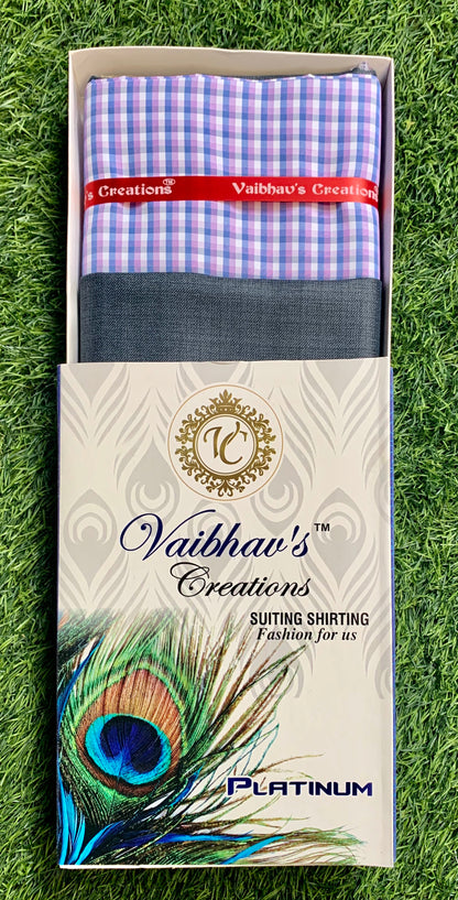 Vaibhav's Creations Platinum Gift Pack of Unstitched Shirt & Trouser Fabrics